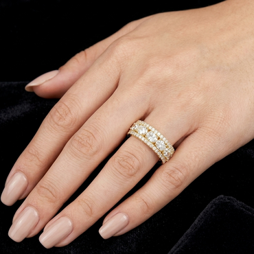14K Yellow gold lab grown diamond band oval and round cut