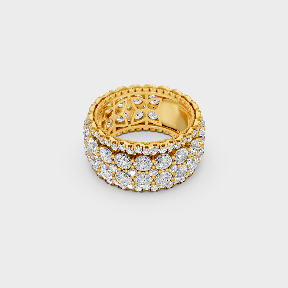 Certified 6 Carat Round-Cut Lab-Grown Diamond Band in 18K Yellow Gold.