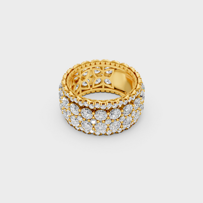 Certified 6 Carat Round-Cut Lab-Grown Diamond Band in 18K Yellow Gold.