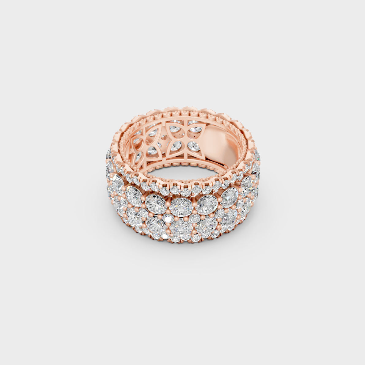 Distinctive 6 Carat Round-Cut Lab-Grown Diamond Band in 18K Rose Gold.