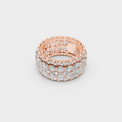 Distinctive 6 Carat Round-Cut Lab-Grown Diamond Band in 18K Rose Gold.