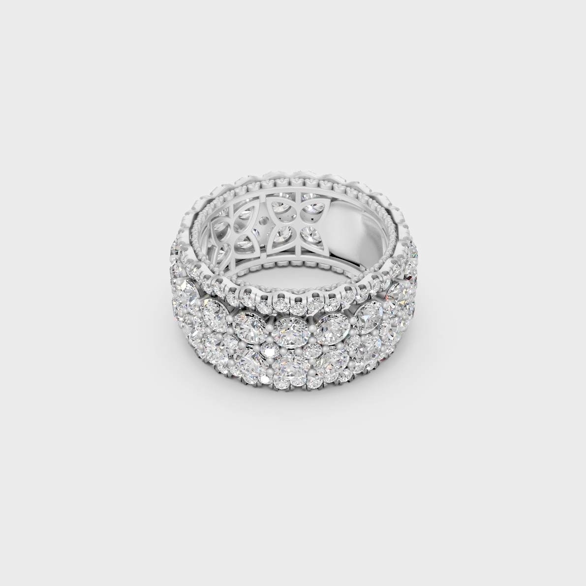 Certified 6 Carat Round-Cut Lab-Grown Diamond Band in 18K White Gold.