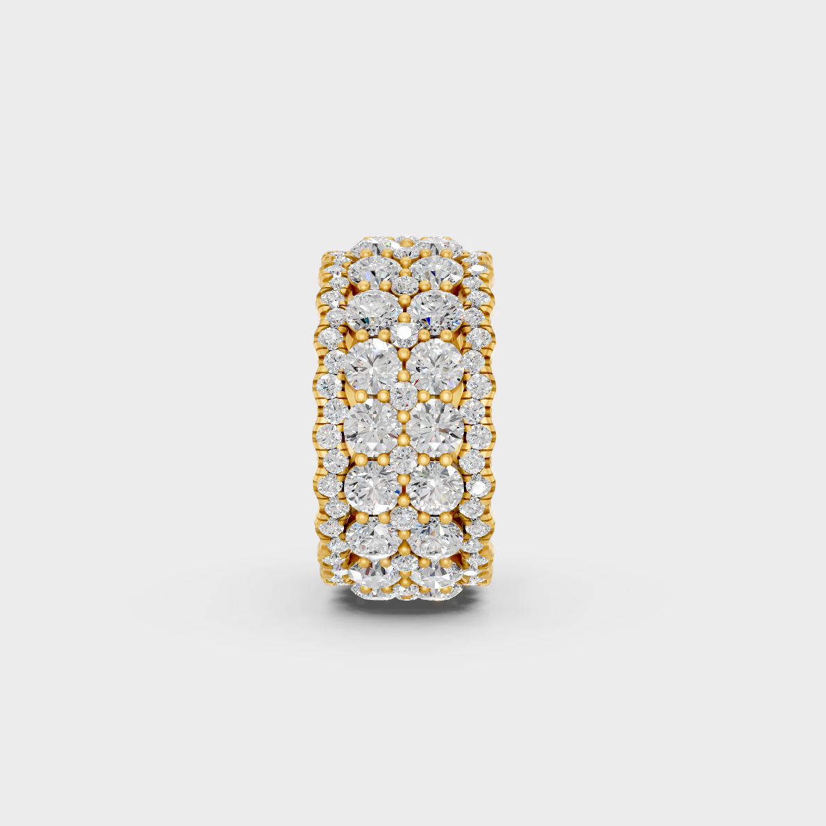 Luxury 6 Carat Round Cut Diamond Band with brilliant styling in 9K Yellow Gold.