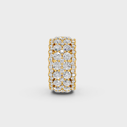 Luxury 6 Carat Round Cut Diamond Band with brilliant styling in 9K Yellow Gold.
