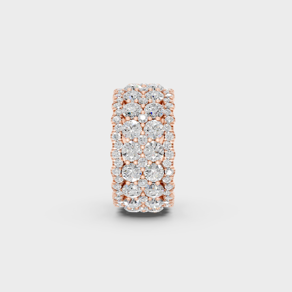 Unique 6 Carat Round-Cut Lab-Grown Diamond Band with modern appeal in 9K Rose Gold.