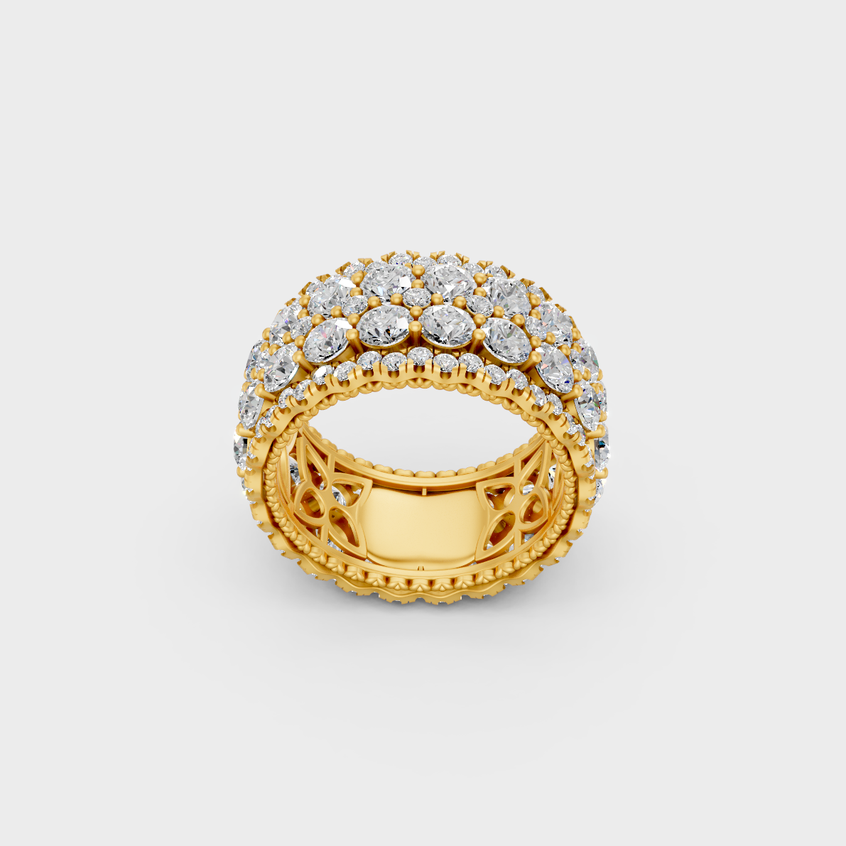 Majestic 6 Ct Round Lab-Grown Diamond Wedding Band in a polished 14K Yellow Gold setting.