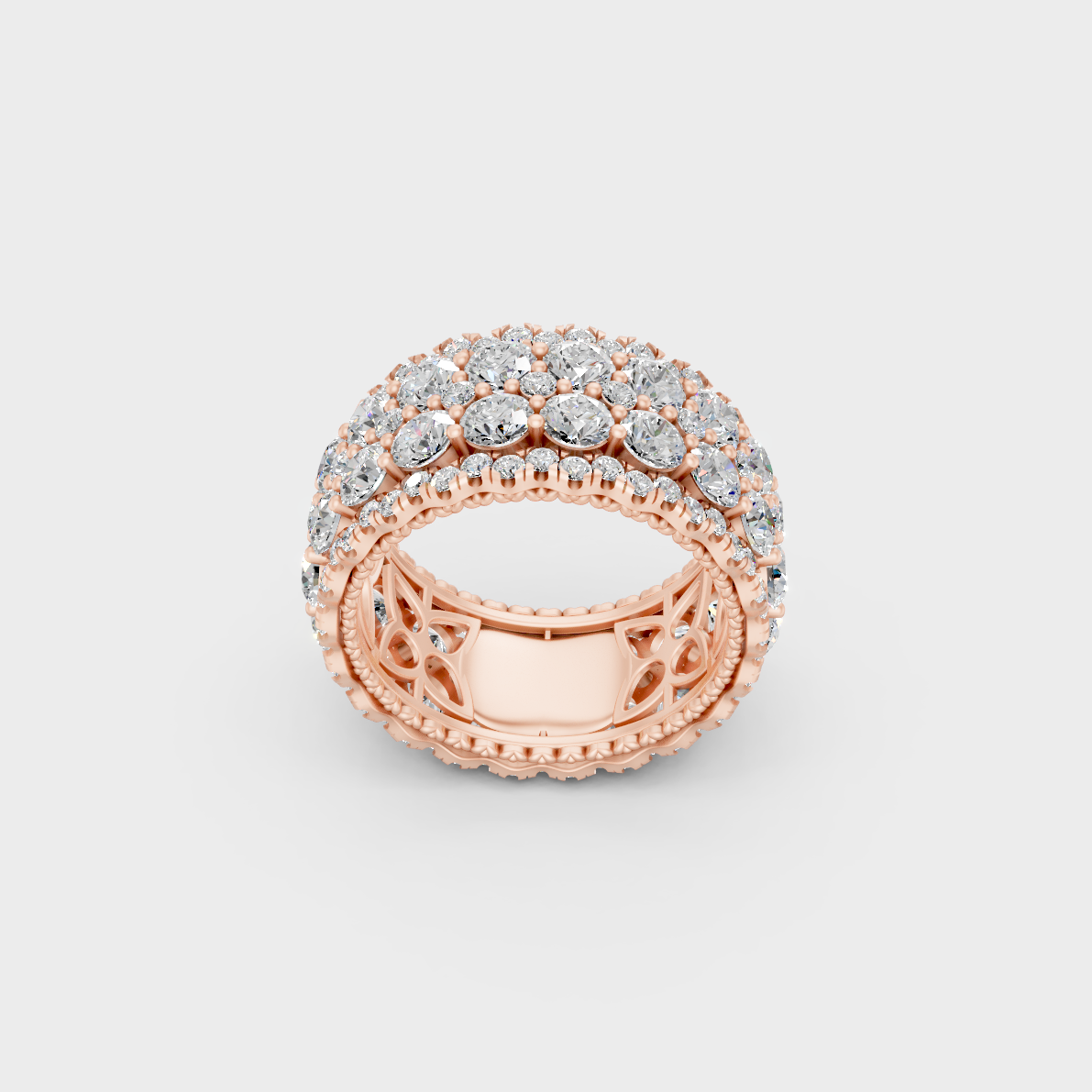 Exquisite 6 Ct Round Lab-Grown Diamond Wedding Band, polished 14K Rose Gold finish.
