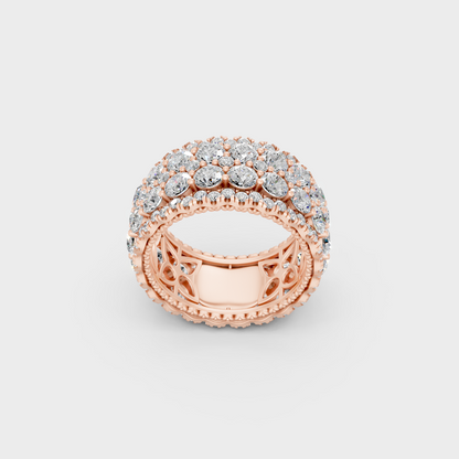 Exquisite 6 Ct Round Lab-Grown Diamond Wedding Band, polished 14K Rose Gold finish.