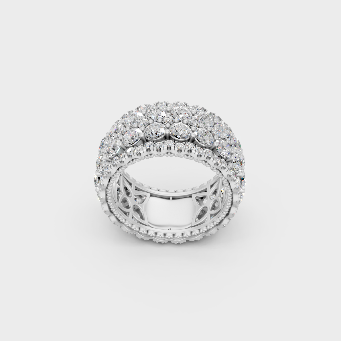 Sophisticated 6 Ct Round Lab-Grown Diamond Wedding Band with 14K White Gold setting.