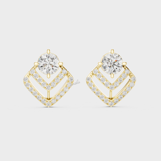 Round Cut Lab-Grown Diamond Certified Stud Earrings