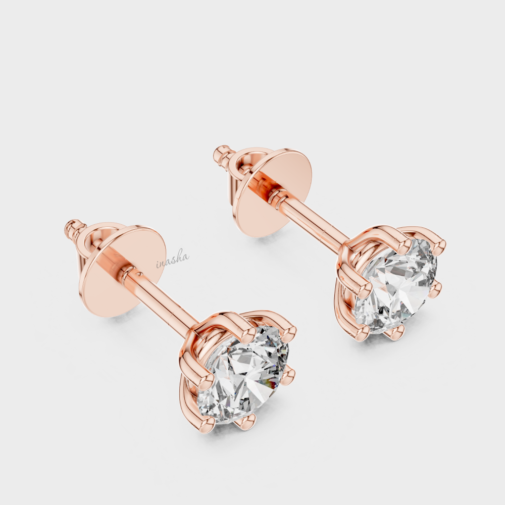 Rose gold lab grown diamond stud earrings