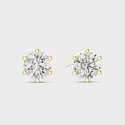 Yellow gold lab grown diamond stud earrings