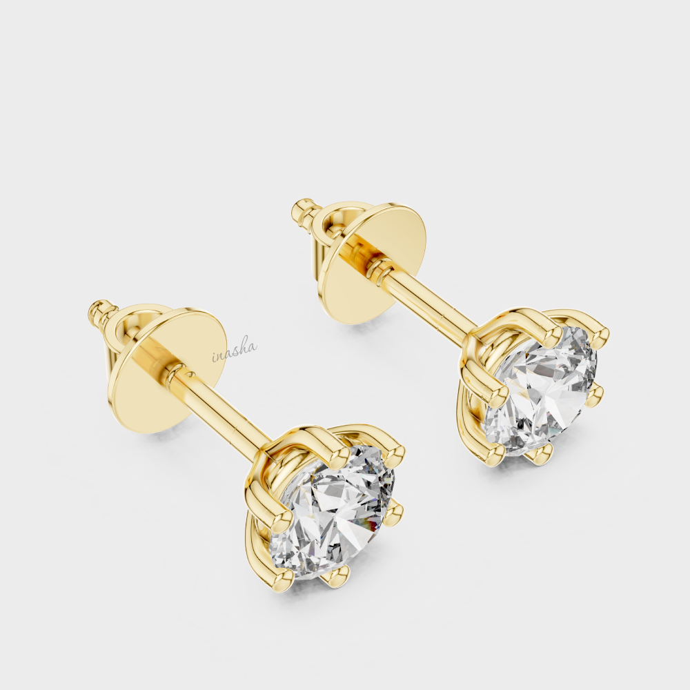 Round cut lab grown diamond stud earrings 0.60 ct each