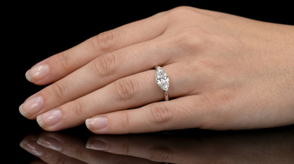 marquise cut lab grown diamond ring in 18K white gold