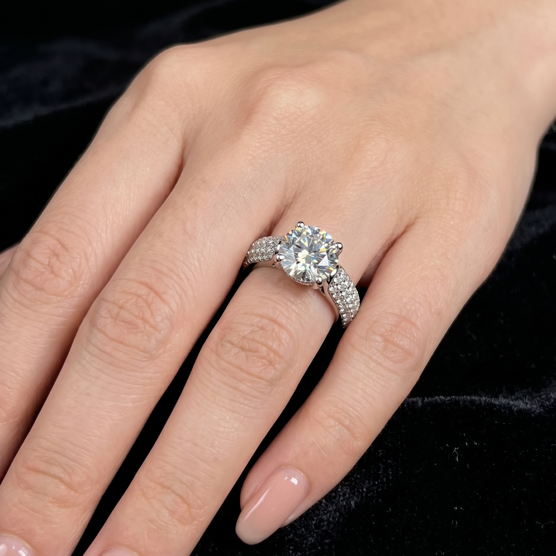 white gold lab grown diamond engagement ring