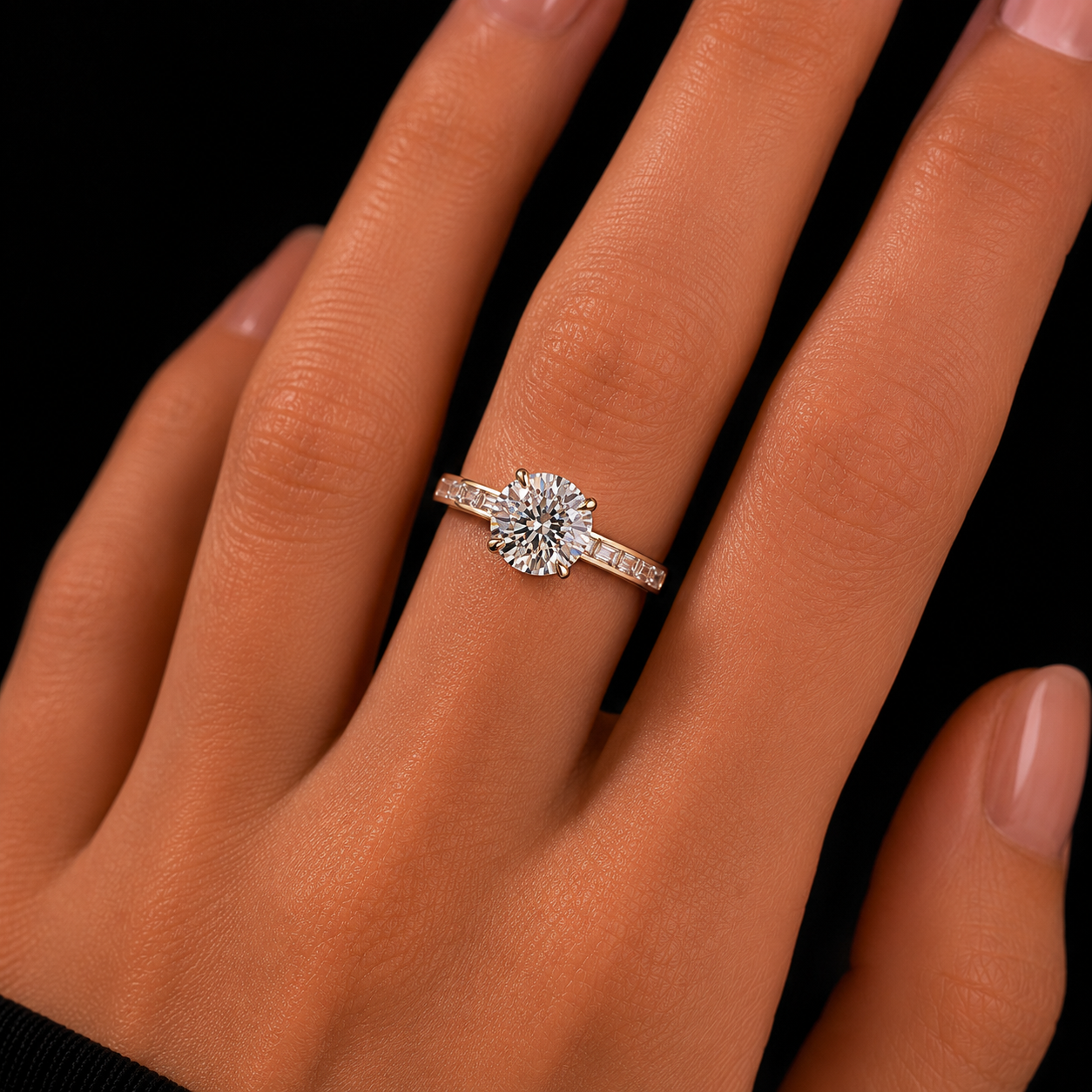 9K Yellow gold lab grown diamond ring round 