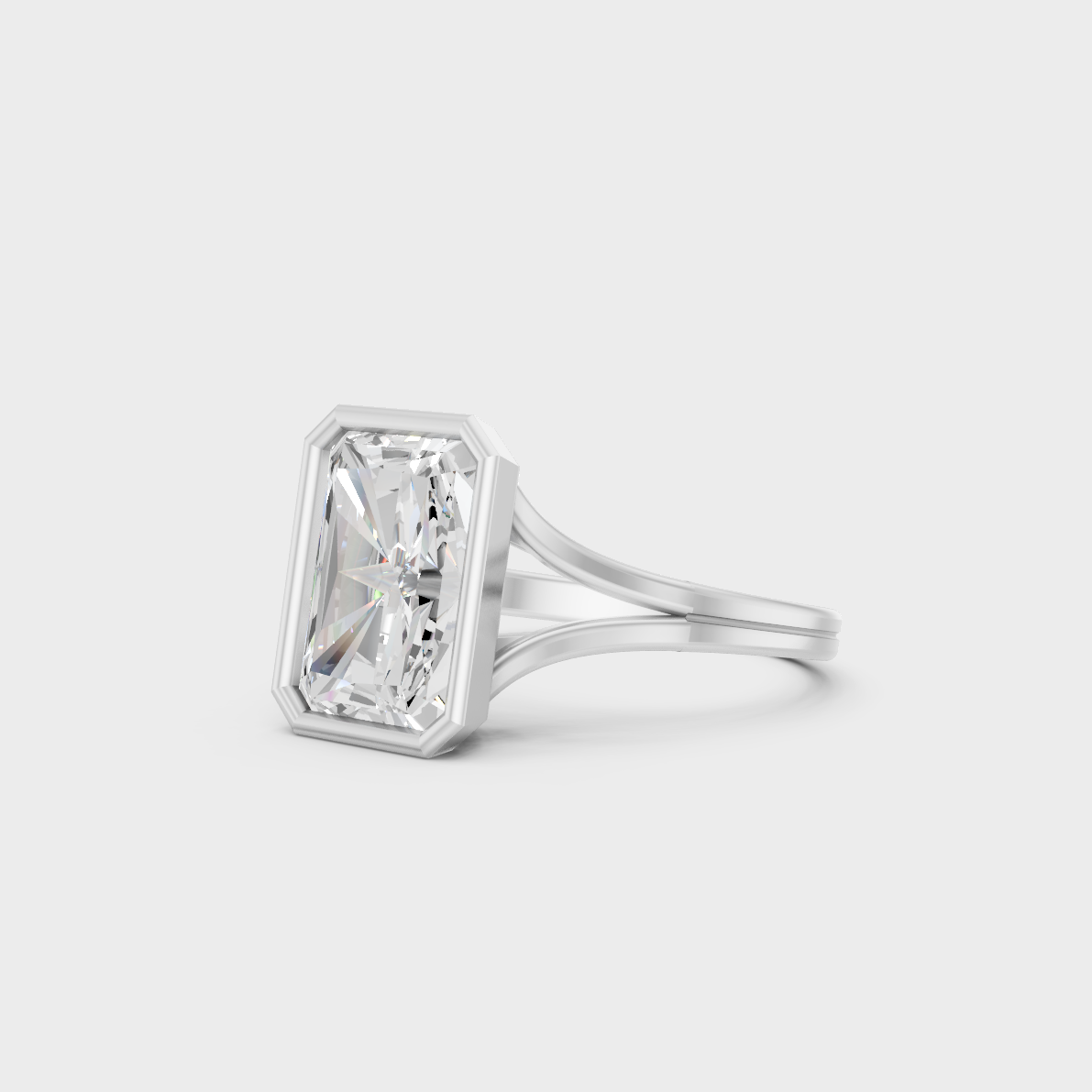 Certified 8 Carat Radiant-Cut Lab-Grown Diamond Solitaire Ring in 18K White Gold.