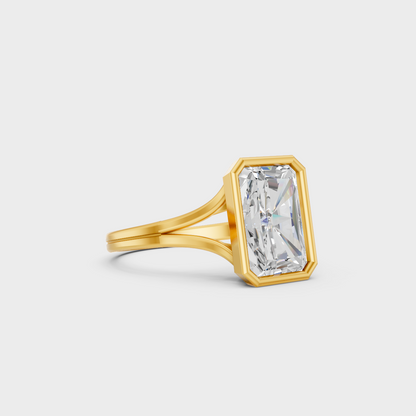 Custom 8 Carat Certified Lab-Grown Diamond Solitaire Ring, handcrafted in 14K Yellow Gold.