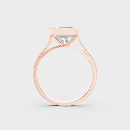 Unique 8 Carat Radiant-Cut Lab-Grown Diamond Solitaire Ring with modern appeal in 9K Rose Gold.
