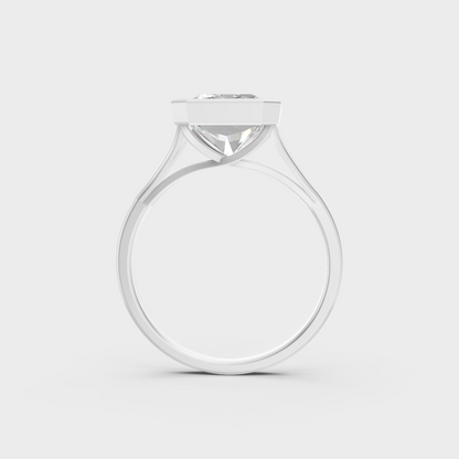 Top-Down View of 8 Ct Radiant Lab-Grown Diamond Solitaire Ring showcasing brilliant clarity in 950 Platinum.