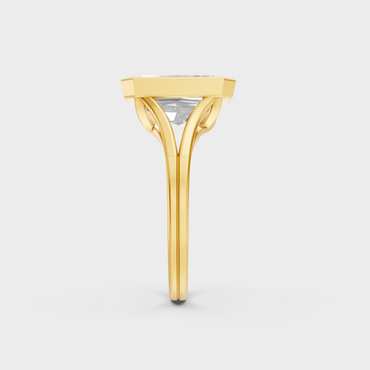 Luxury 8 Carat Radiant Cut Solitaire Ring with brilliant styling in 9K Yellow Gold.