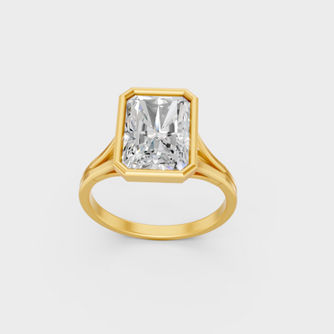 Majestic 8 Ct Radiant Lab-Grown Diamond Engagement Ring in a polished 14K Yellow Gold setting.