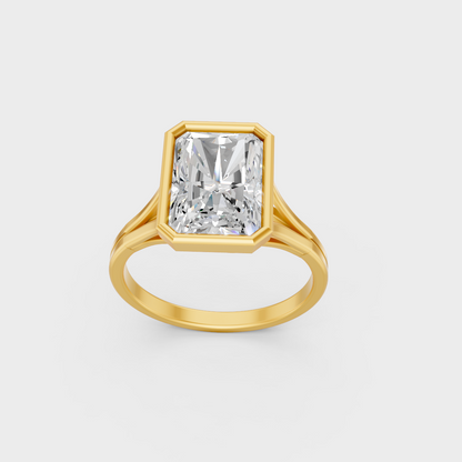 Majestic 8 Ct Radiant Lab-Grown Diamond Engagement Ring in a polished 14K Yellow Gold setting.