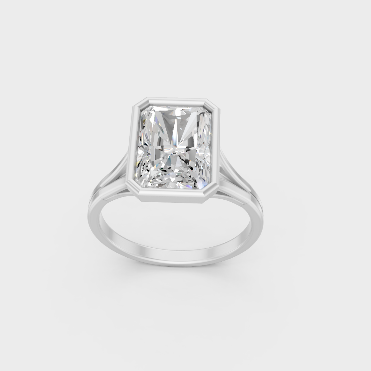Sophisticated 8 Ct Radiant Lab-Grown Diamond Engagement Ring with 14K White Gold setting.
