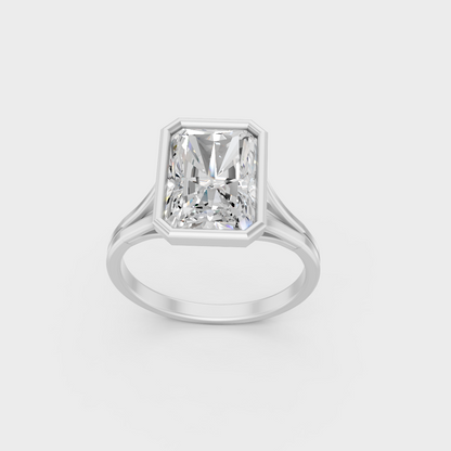Sophisticated 8 Ct Radiant Lab-Grown Diamond Engagement Ring with 14K White Gold setting.