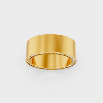 Luxury 0.62 Carat Round Cut Mens Band with brilliant styling in 9K Yellow Gold.