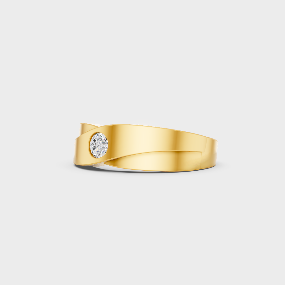 Certified 0.20 Carat Round-Cut Lab-Grown Diamond Men's Band in 18K Yellow Gold.