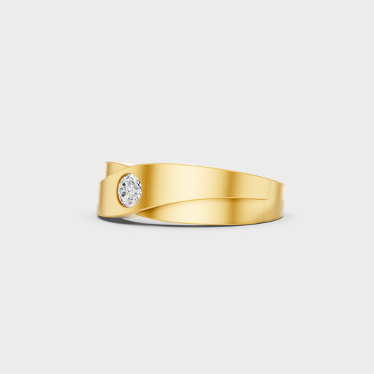 Certified 0.20 Carat Round-Cut Lab-Grown Diamond Men's Band in 18K Yellow Gold.
