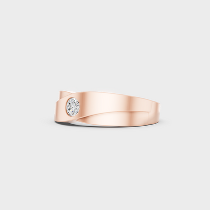 Distinctive 0.20 Carat Round-Cut Lab-Grown Diamond Men's Band in 18K Rose Gold.