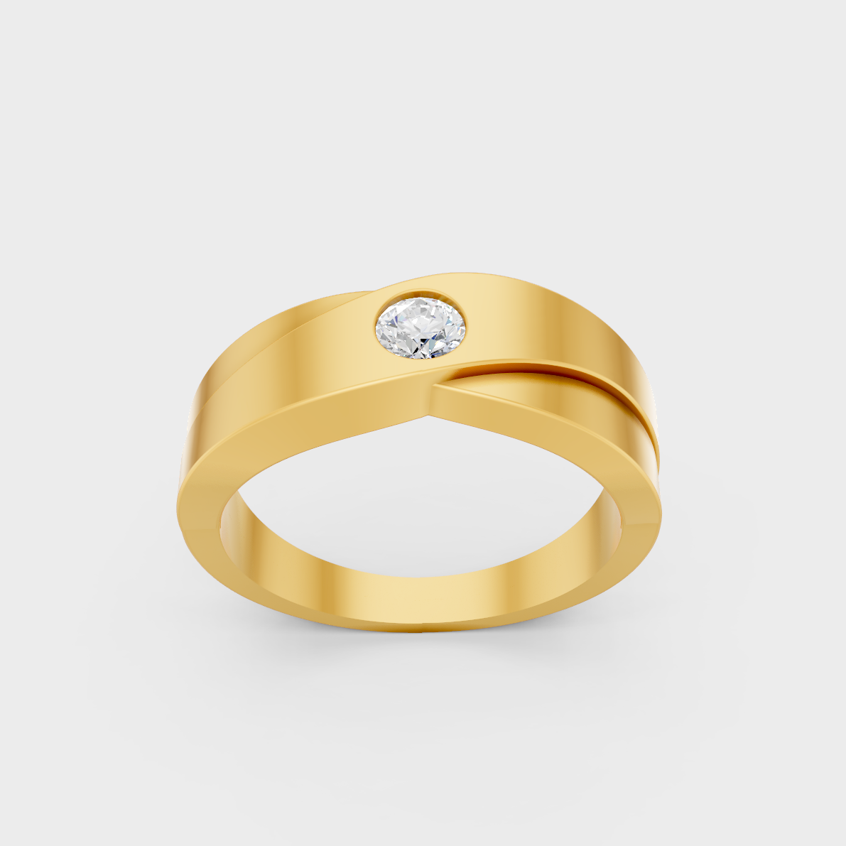 Majestic 0.20 Ct Round Lab-Grown Diamond Men's Wedding Ring in a polished 14K Yellow Gold setting.