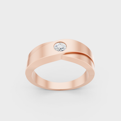Exquisite 0.20 Ct Round Lab-Grown Diamond Men's Wedding Ring, polished 14K Rose Gold finish.