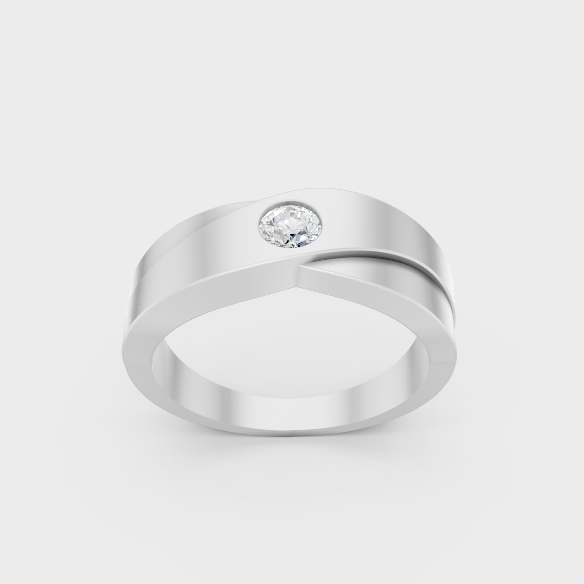 Certified 0.20 Carat Round-Cut Lab-Grown Diamond Men's Band in 18K White Gold.