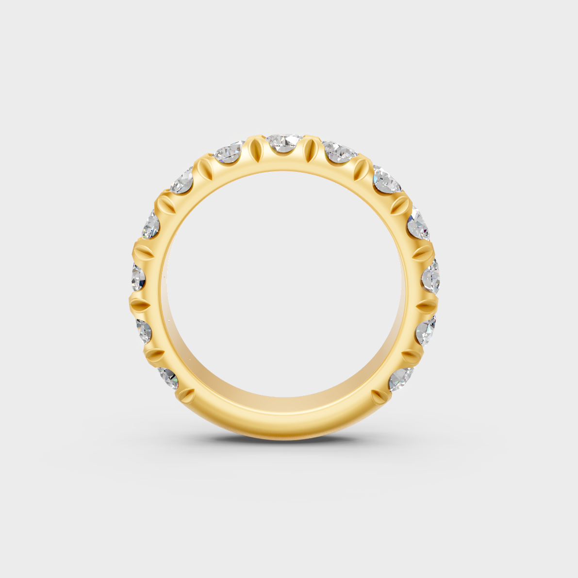 Majestic 2.25 Ct Round Lab-Grown Diamond Wedding Band in a polished 14K Yellow Gold setting.