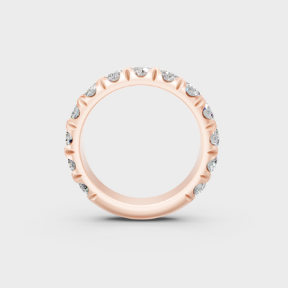 Exquisite 2.25 Ct Round Lab-Grown Diamond Wedding Band, polished 14K Rose Gold finish.