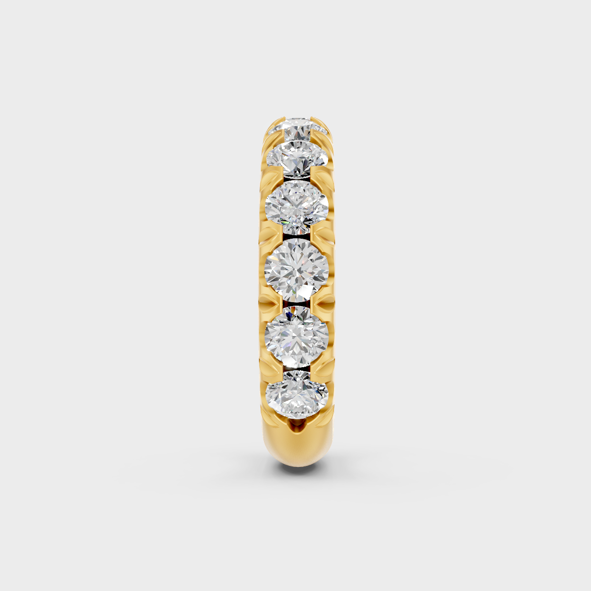 Luxury 2.25 Carat Round Cut Diamond Band with brilliant styling in 9K Yellow Gold.