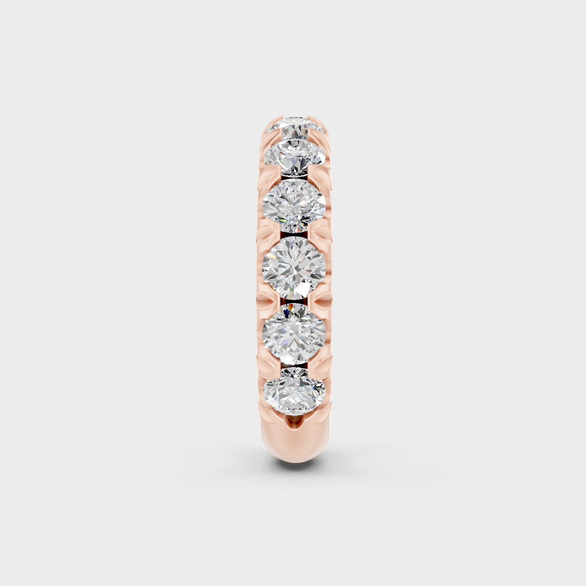Unique 2.25 Carat Round-Cut Lab-Grown Diamond Band with modern appeal in 9K Rose Gold.