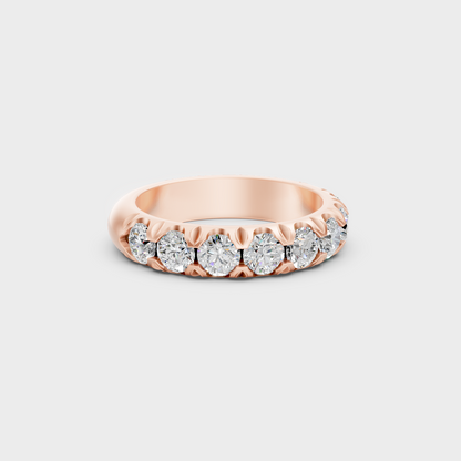 Distinctive 2.25 Carat Round-Cut Lab-Grown Diamond Band in 18K Rose Gold.