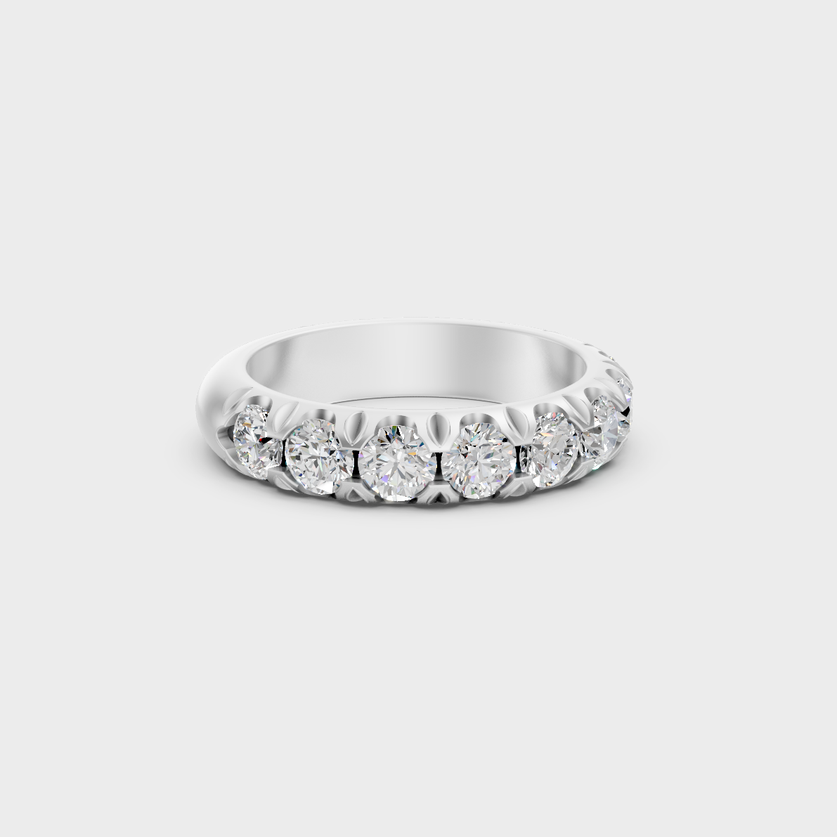 Certified 2.25 Carat Round-Cut Lab-Grown Diamond Band in 18K White Gold.
