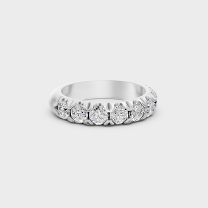 Certified 2.25 Carat Round-Cut Lab-Grown Diamond Band in 18K White Gold.