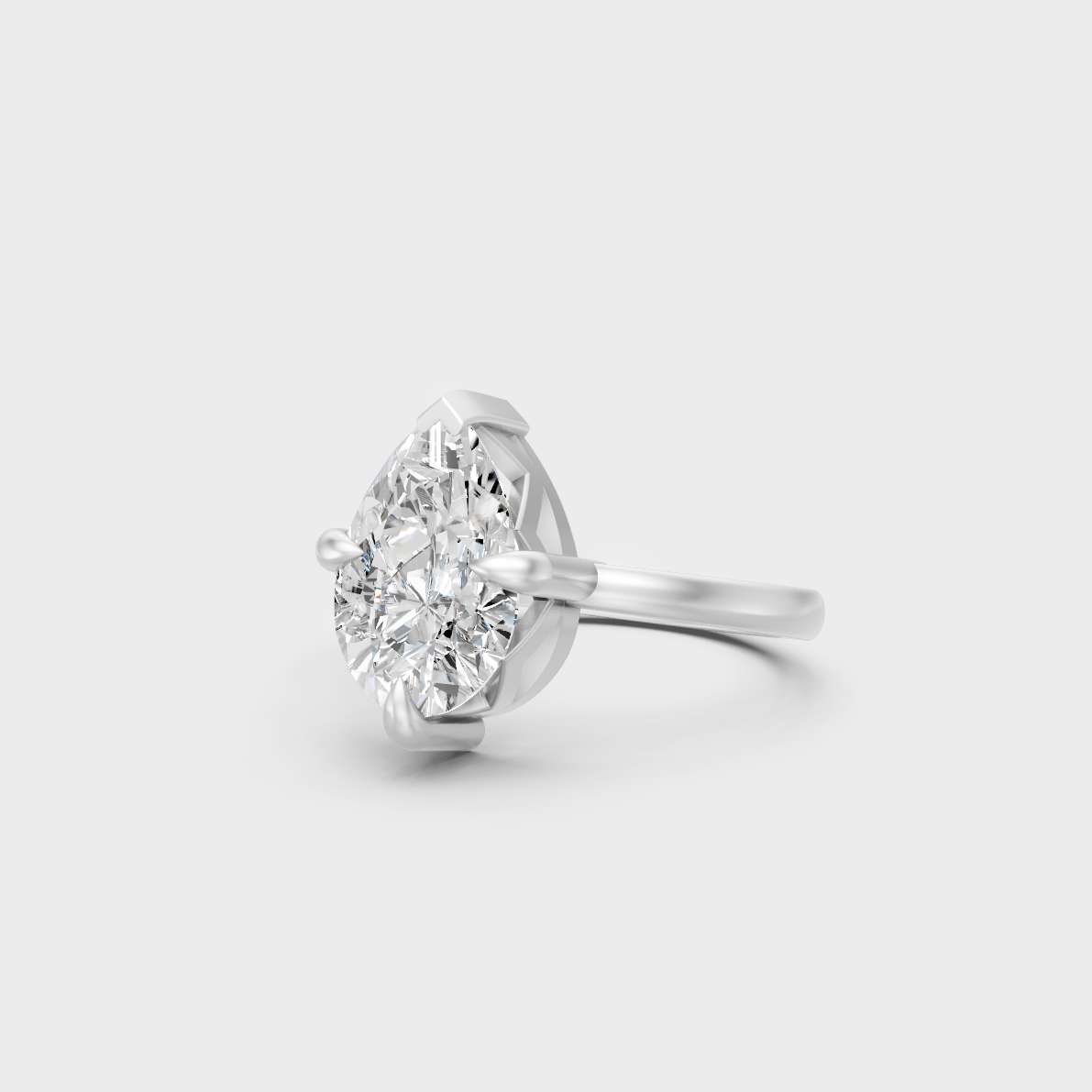 Certified 2 Carat Pear-Cut Lab-Grown Diamond Solitaire Ring in 950 Platinum.