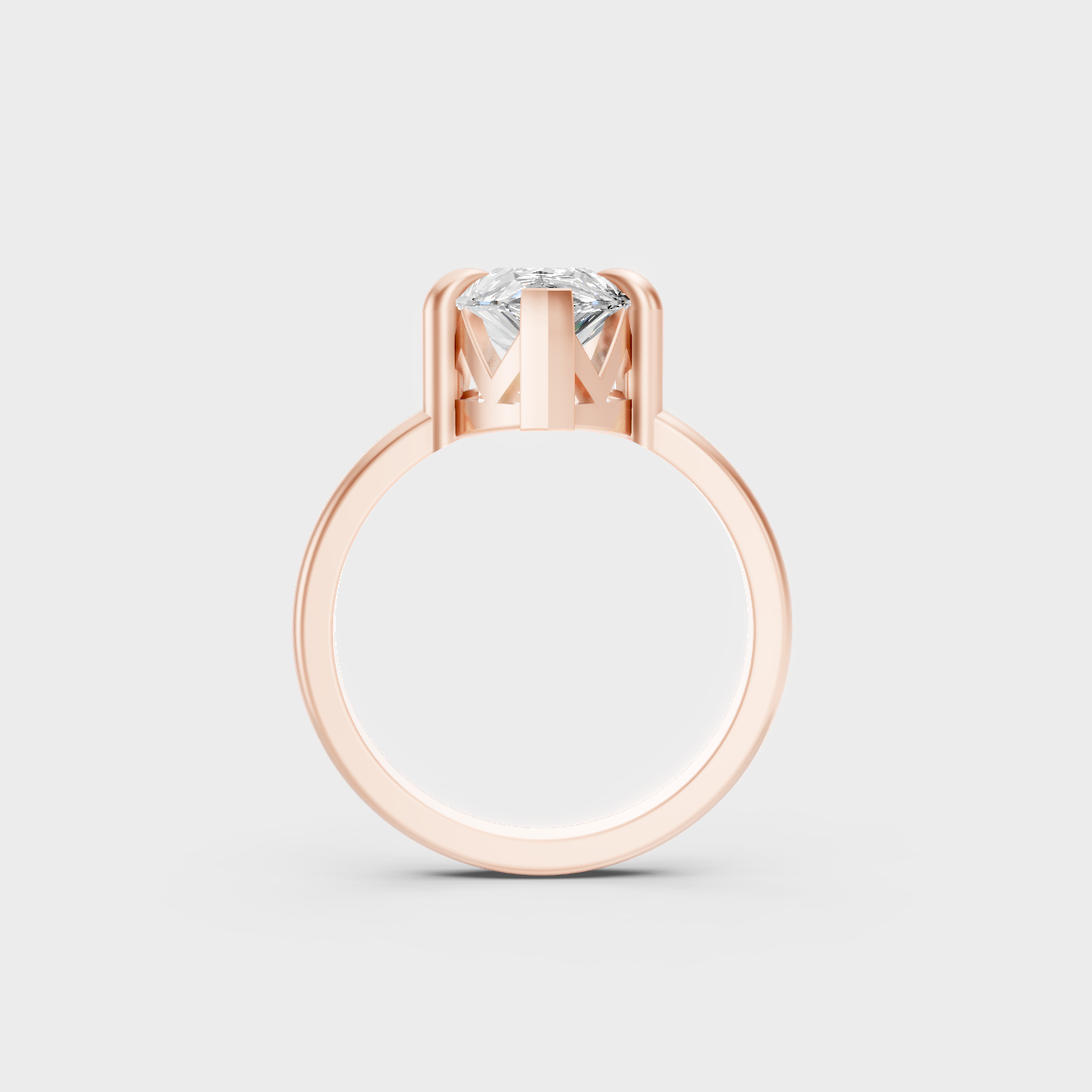 Unique 2 Carat Pear-Cut Lab-Grown Diamond Solitaire Ring with modern appeal in 9K Rose Gold.