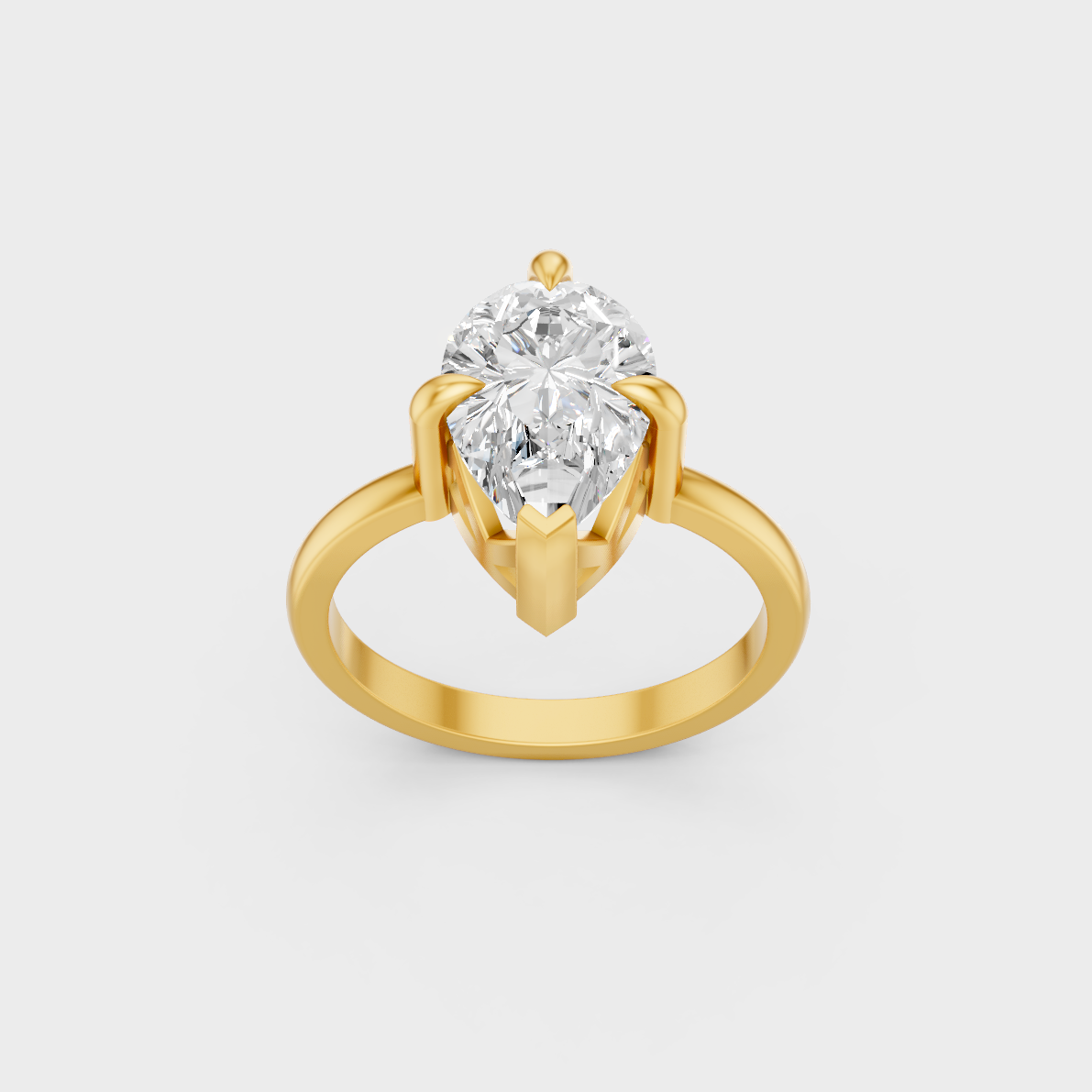 Majestic 2 Ct Pear Lab-Grown Diamond Engagement Ring in a polished 14K Yellow Gold setting.