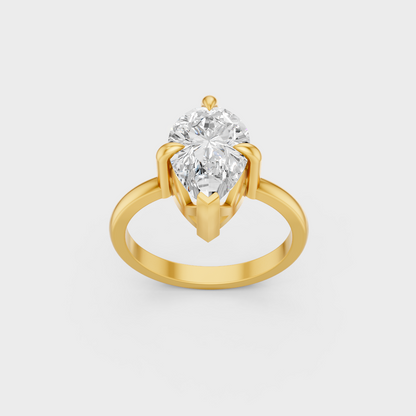 Majestic 2 Ct Pear Lab-Grown Diamond Engagement Ring in a polished 14K Yellow Gold setting.