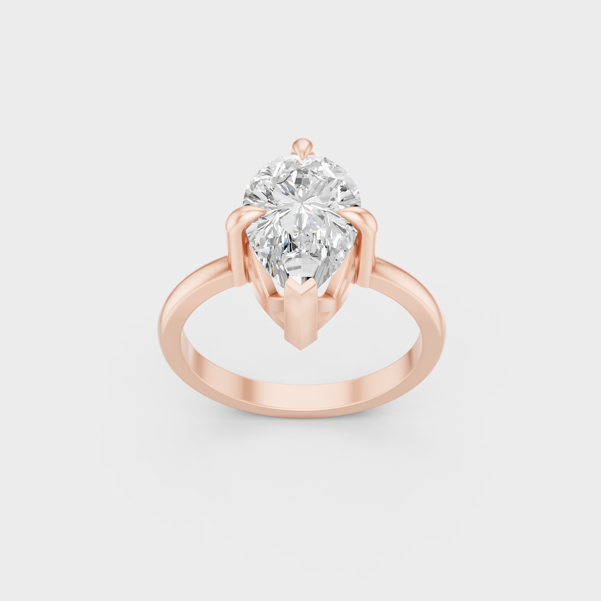 Exquisite 2 Ct Pear Lab-Grown Diamond Engagement Ring, polished 14K Rose Gold finish.
