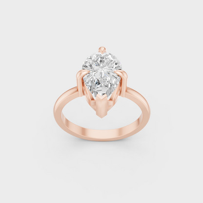 Exquisite 2 Ct Pear Lab-Grown Diamond Engagement Ring, polished 14K Rose Gold finish.
