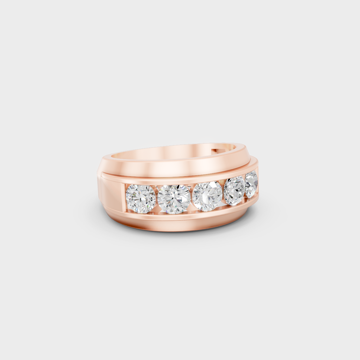 Stunning 1.82 Carat Round-Cut Lab-Grown Diamond Men's Band in a 14K Rose Gold setting.